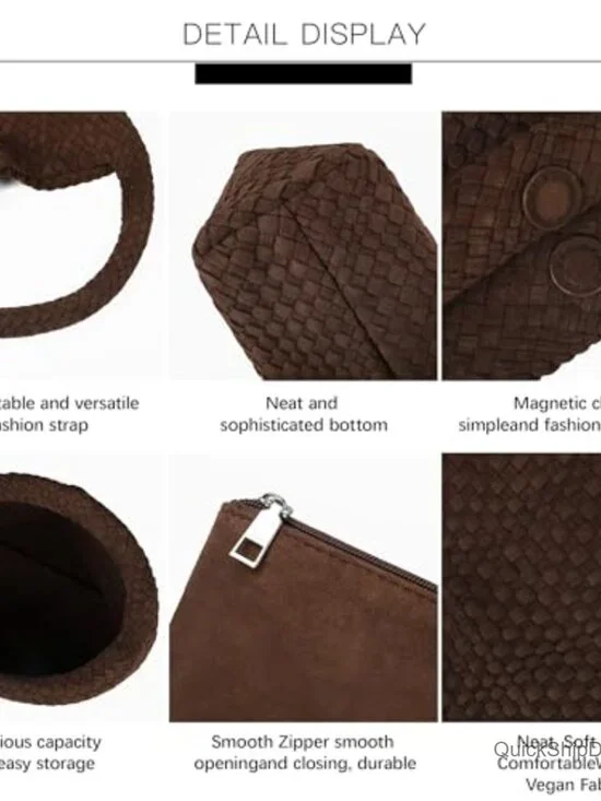 Faux Suede Hobo Handbag with Top Handle and Shoulder Strap - Picture 5 of 7